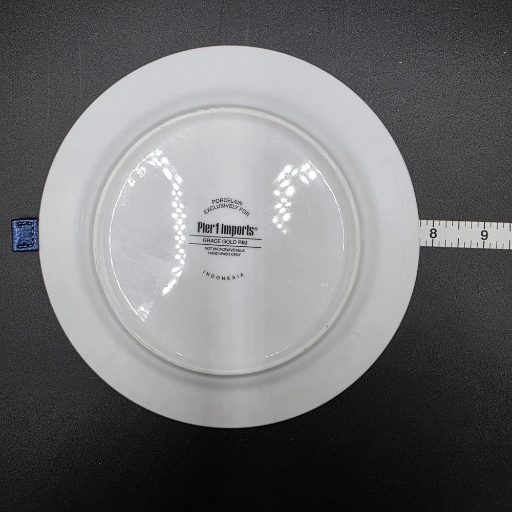 Pier 1 Imports Grace Gold Rim Porcelain Appetizer Plates Set of 2 White 8 Inch